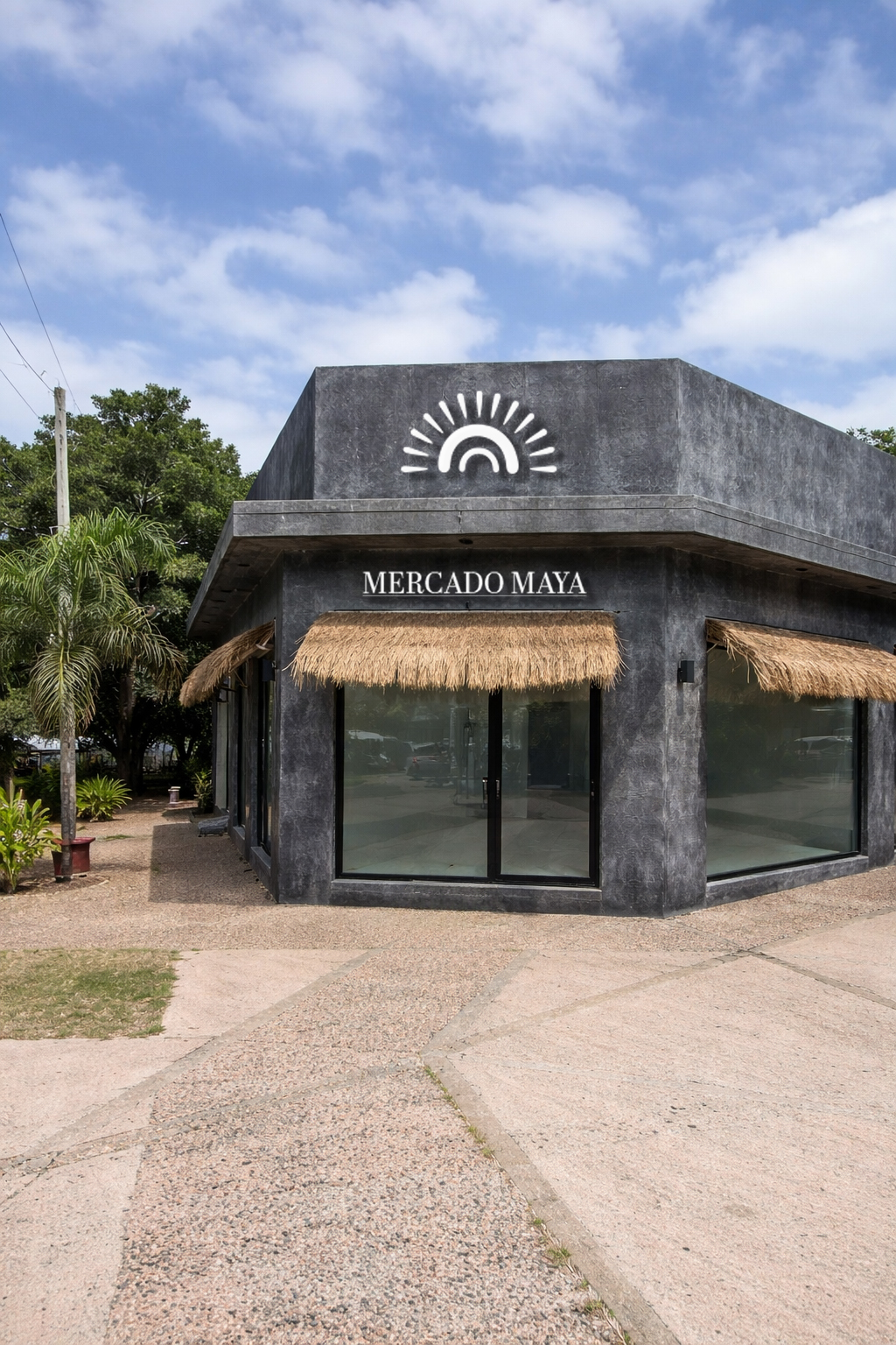 Vista conceptual de la fachada con logo